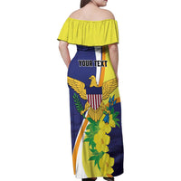Personalized United States Virgin Islands Family Matching Off Shoulder Maxi Dress and Hawaiian Shirt United in Pride and Hope