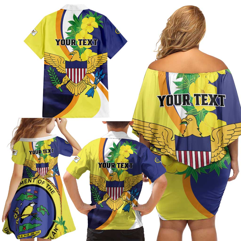 Personalized United States Virgin Islands Family Matching Off Shoulder Short Dress and Hawaiian Shirt United in Pride and Hope
