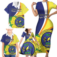 Personalized United States Virgin Islands Family Matching Short Sleeve Bodycon Dress and Hawaiian Shirt United in Pride and Hope