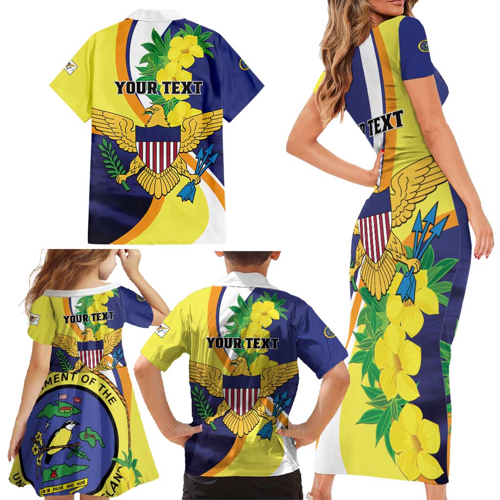Personalized United States Virgin Islands Family Matching Short Sleeve Bodycon Dress and Hawaiian Shirt United in Pride and Hope