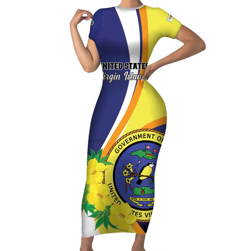 Personalized United States Virgin Islands Family Matching Short Sleeve Bodycon Dress and Hawaiian Shirt United in Pride and Hope