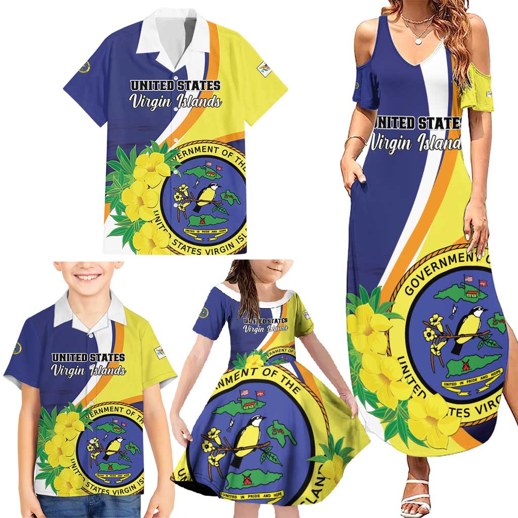 Personalized United States Virgin Islands Family Matching Summer Maxi Dress and Hawaiian Shirt United in Pride and Hope