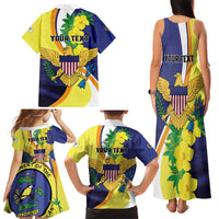 Personalized United States Virgin Islands Family Matching Tank Maxi Dress and Hawaiian Shirt United in Pride and Hope