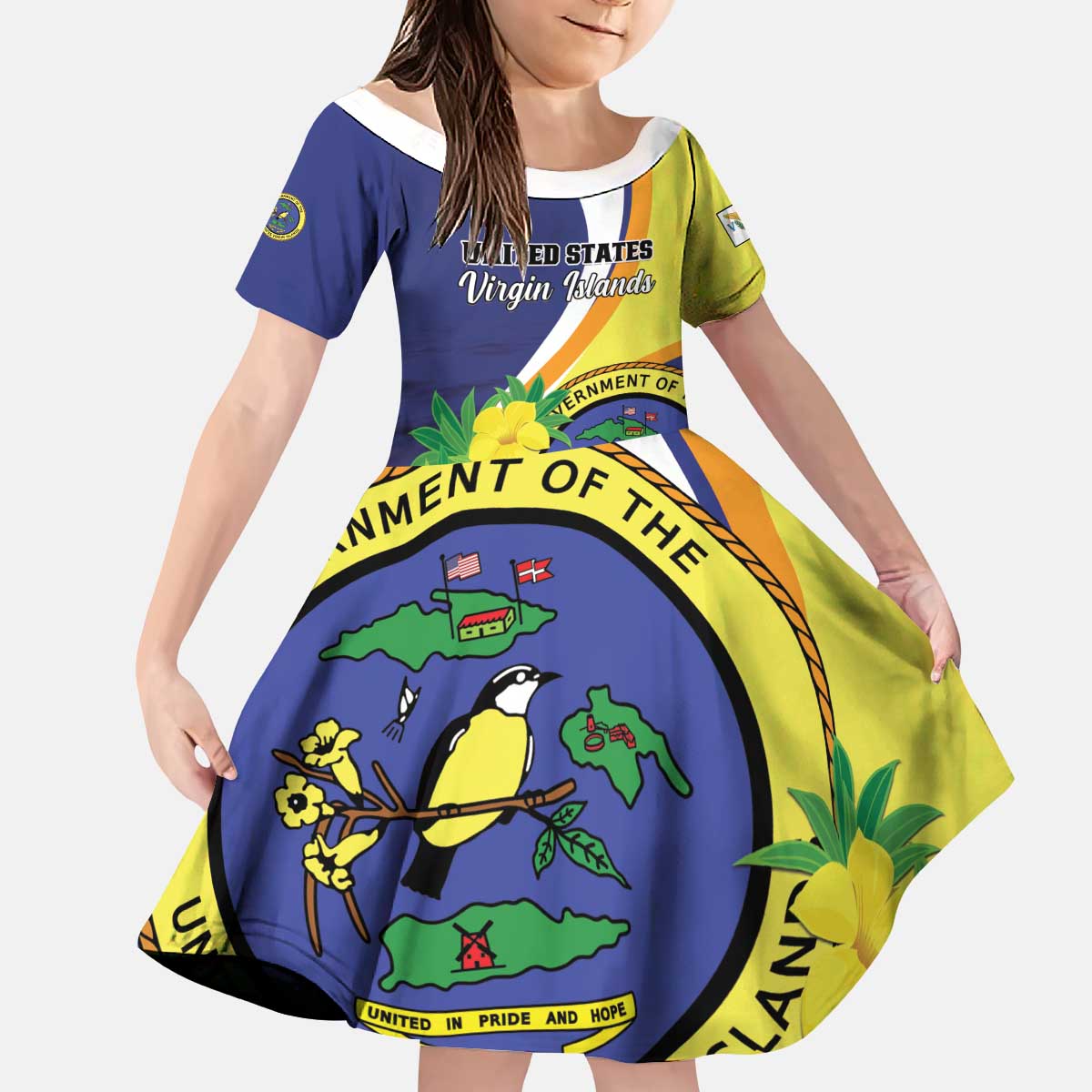 Personalized United States Virgin Islands Kid Short Sleeve Dress United in Pride and Hope
