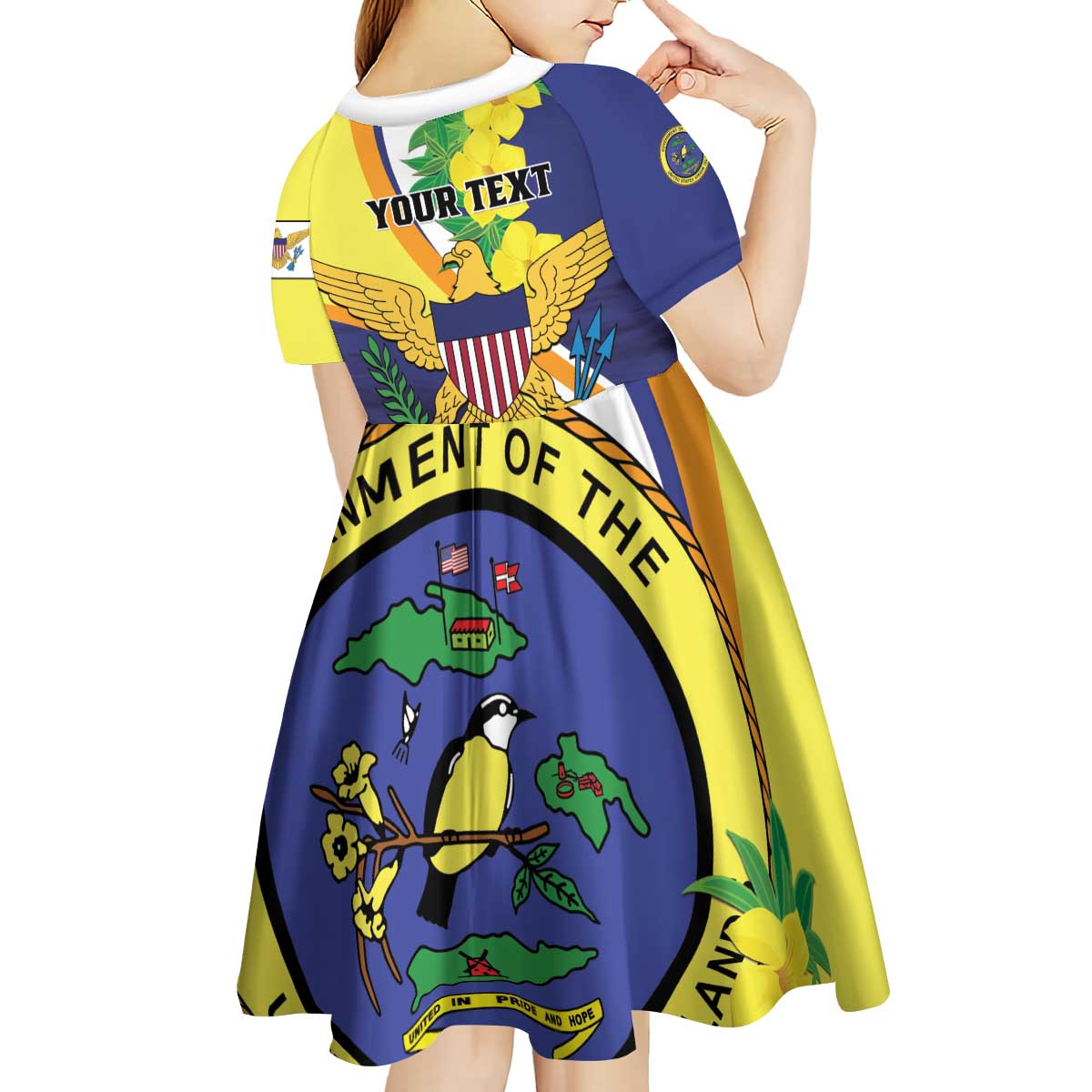 Personalized United States Virgin Islands Kid Short Sleeve Dress United in Pride and Hope