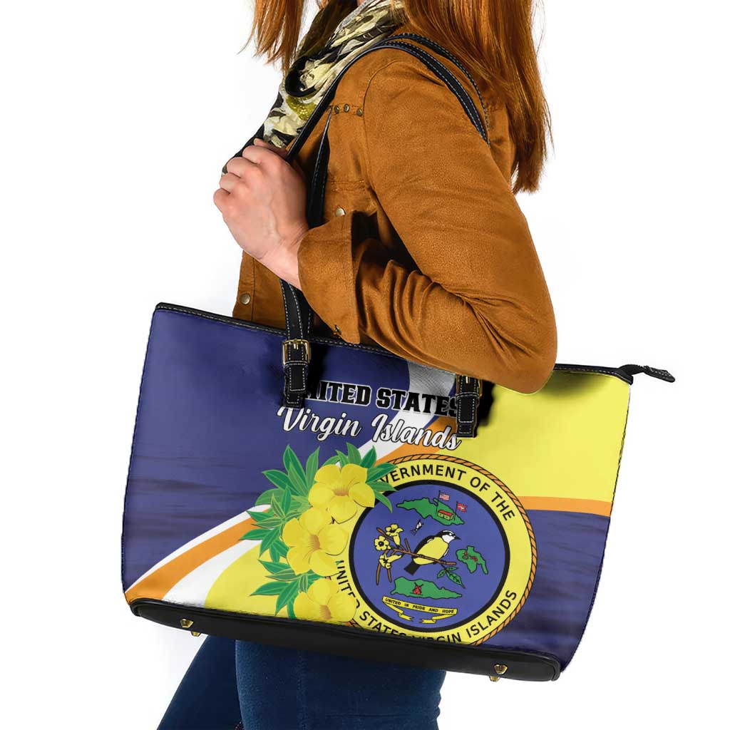 United States Virgin Islands Leather Tote Bag United in Pride and Hope