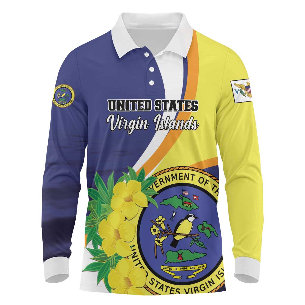 Personalized United States Virgin Islands Long Sleeve Polo Shirt United in Pride and Hope