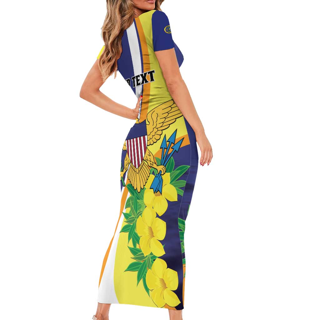 Personalized United States Virgin Islands Short Sleeve Bodycon Dress United in Pride and Hope