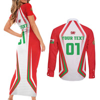 Custom Welsh Rugby Couples Matching Short Sleeve Bodycon Dress and Long Sleeve Button Shirt Wales Red Dragon Champions