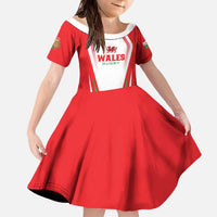 Custom Welsh Rugby Family Matching Off The Shoulder Long Sleeve Dress and Hawaiian Shirt Wales Red Dragon Champions