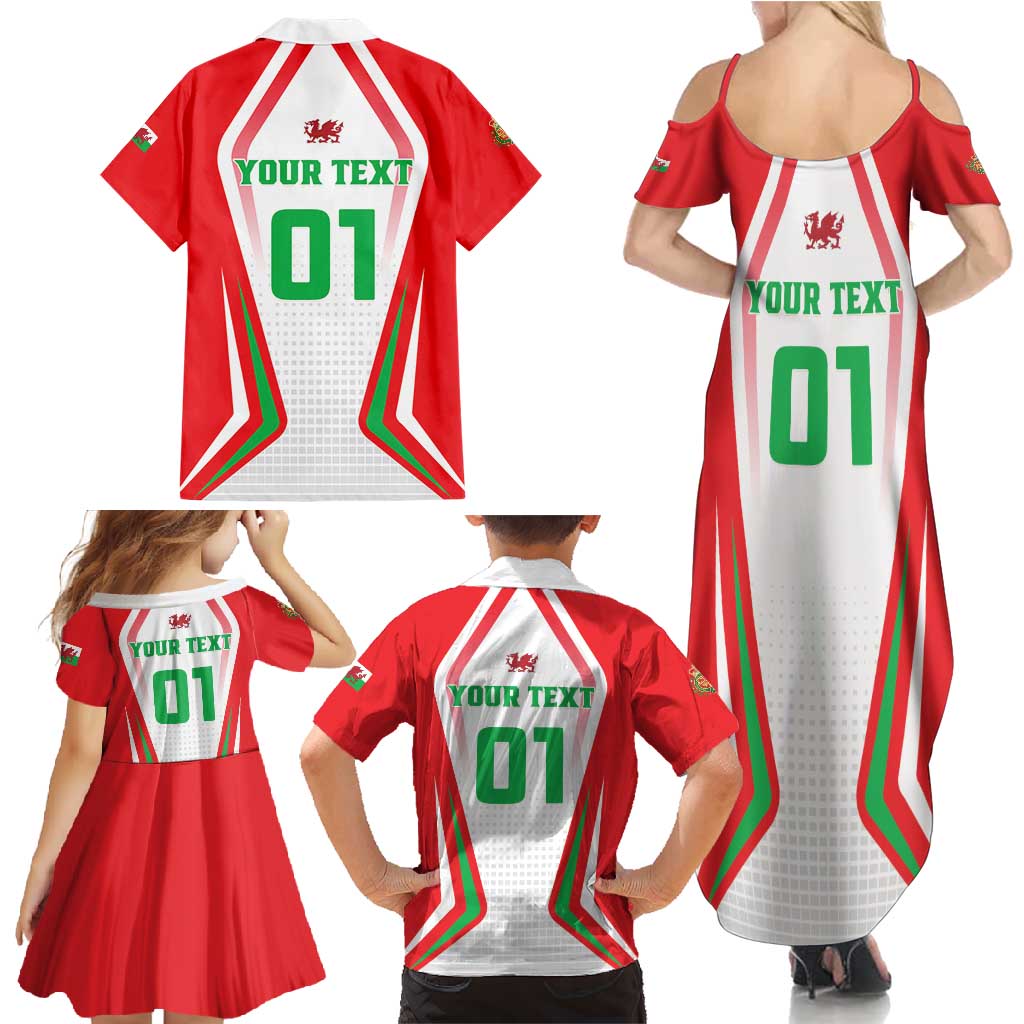 Custom Welsh Rugby Family Matching Summer Maxi Dress and Hawaiian Shirt Wales Red Dragon Champions
