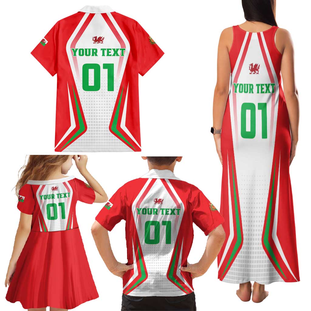 Custom Welsh Rugby Family Matching Tank Maxi Dress and Hawaiian Shirt Wales Red Dragon Champions