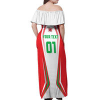 Custom Welsh Rugby Off Shoulder Maxi Dress Wales Red Dragon Champions