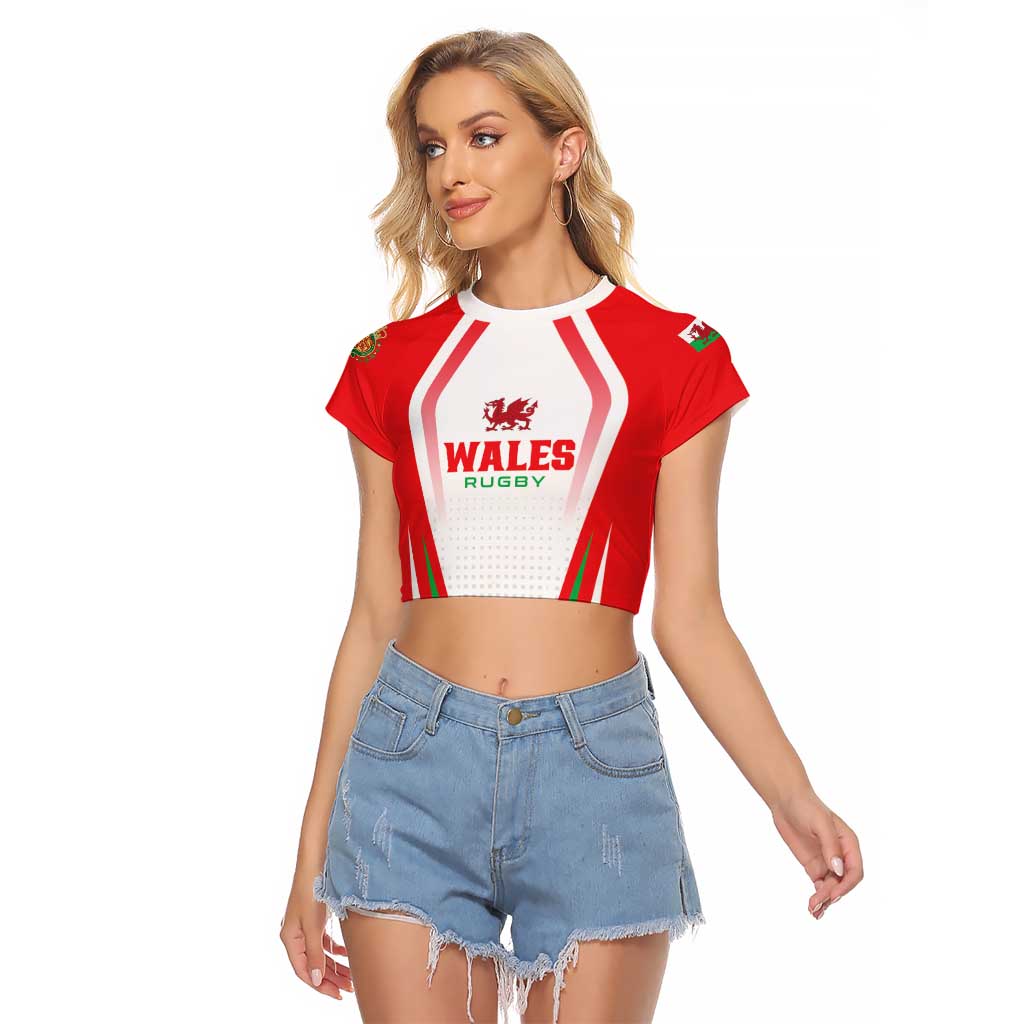 Custom Welsh Rugby Raglan Cropped T Shirt Wales Red Dragon Champions
