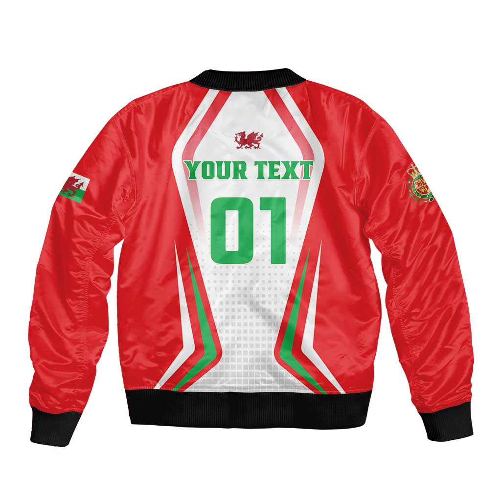 Custom Welsh Rugby Sleeve Zip Bomber Jacket Wales Red Dragon Champions