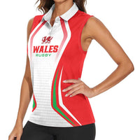 Custom Welsh Rugby Women Sleeveless Polo Shirt Wales Red Dragon Champions - Wonder Print Shop