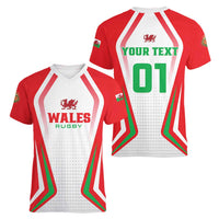 Custom Welsh Rugby Women V-Neck T-Shirt Wales Red Dragon Champions - Wonder Print Shop