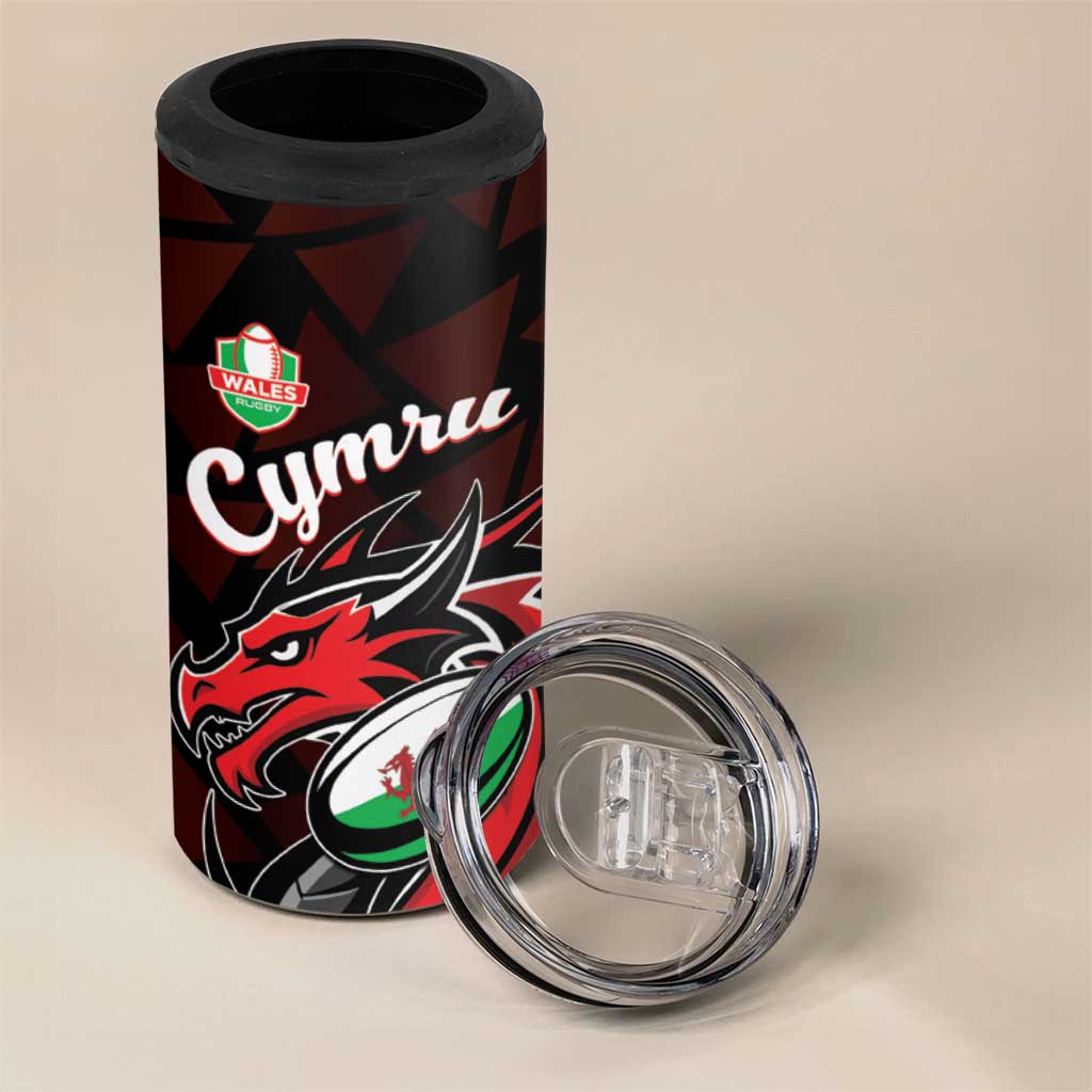 Custom Wales Rugby 4 in 1 Can Cooler Tumbler Cymru Y Ddraig Goch