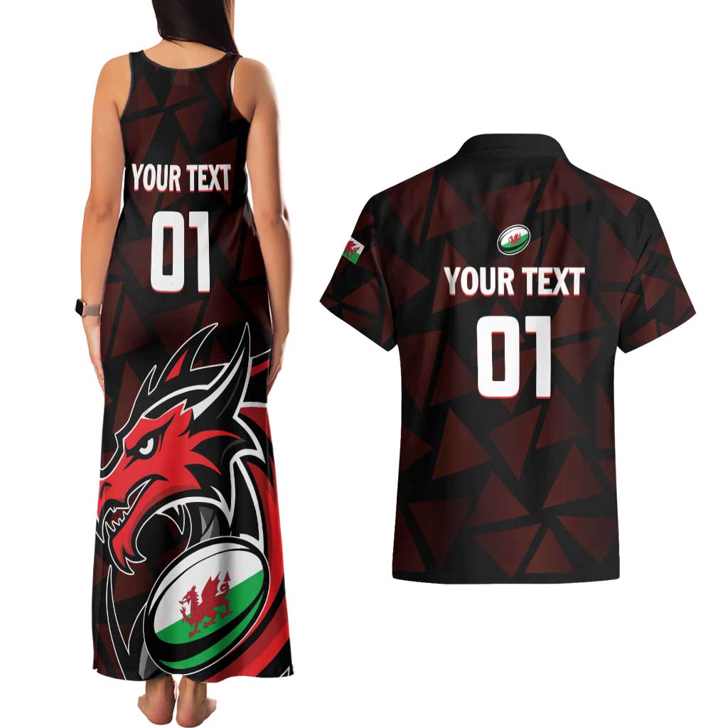 Custom Wales Rugby Couples Matching Tank Maxi Dress and Hawaiian Shirt Cymru Y Ddraig Goch