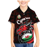 Custom Wales Rugby Family Matching Mermaid Dress and Hawaiian Shirt Cymru Y Ddraig Goch