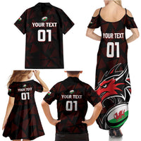 Custom Wales Rugby Family Matching Summer Maxi Dress and Hawaiian Shirt Cymru Y Ddraig Goch