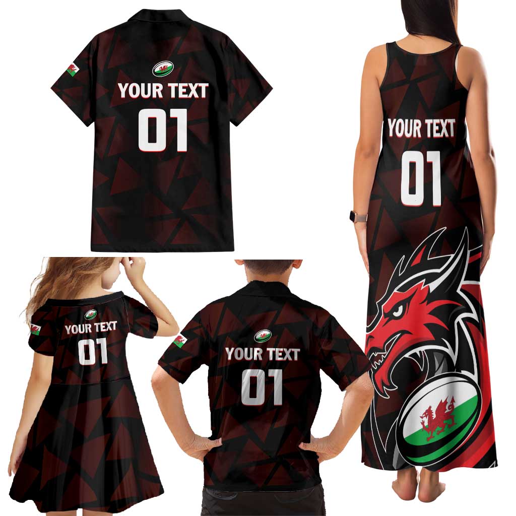 Custom Wales Rugby Family Matching Tank Maxi Dress and Hawaiian Shirt Cymru Y Ddraig Goch
