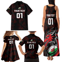 Custom Wales Rugby Family Matching Tank Maxi Dress and Hawaiian Shirt Cymru Y Ddraig Goch