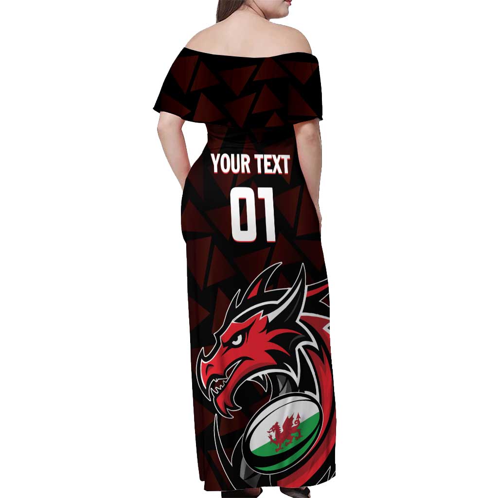 Custom Wales Rugby Off Shoulder Maxi Dress Cymru Y Ddraig Goch