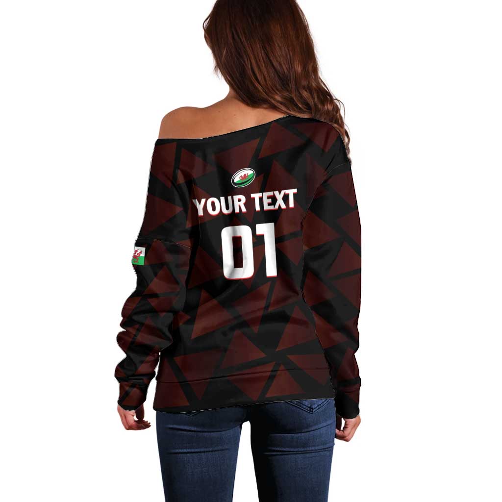 Custom Wales Rugby Off Shoulder Sweater Cymru Y Ddraig Goch