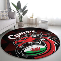 Wales Rugby Round Carpet Cymru Y Ddraig Goch