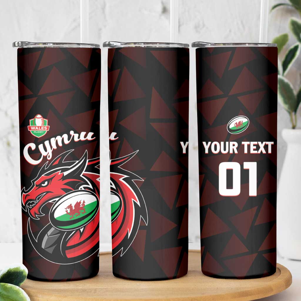 Custom Wales Rugby Skinny Tumbler Cymru Y Ddraig Goch