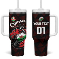Custom Wales Rugby Tumbler With Handle Cymru Y Ddraig Goch