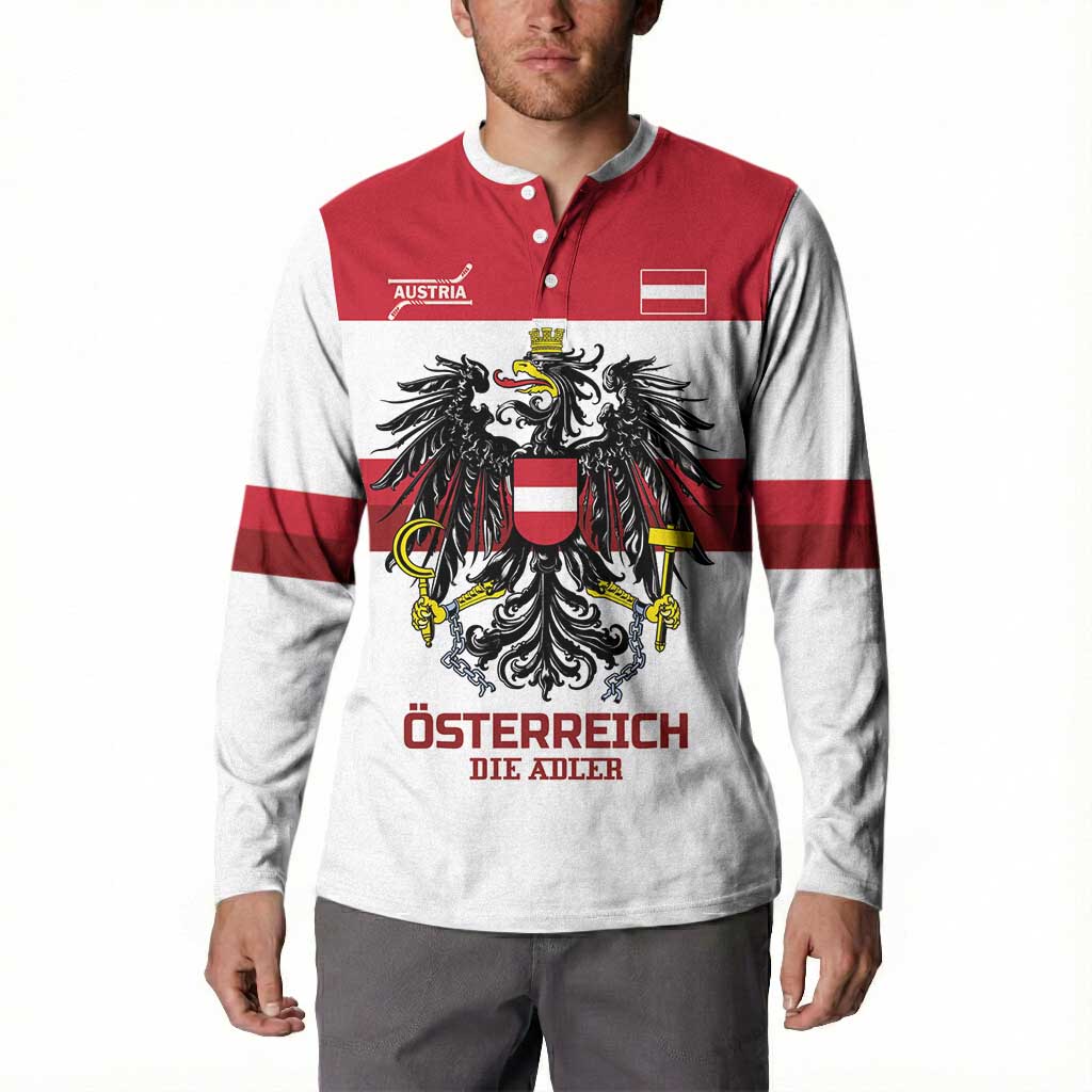 Custom Hockey 2026 Austria Button Sweatshirt Osterreich Die Adler