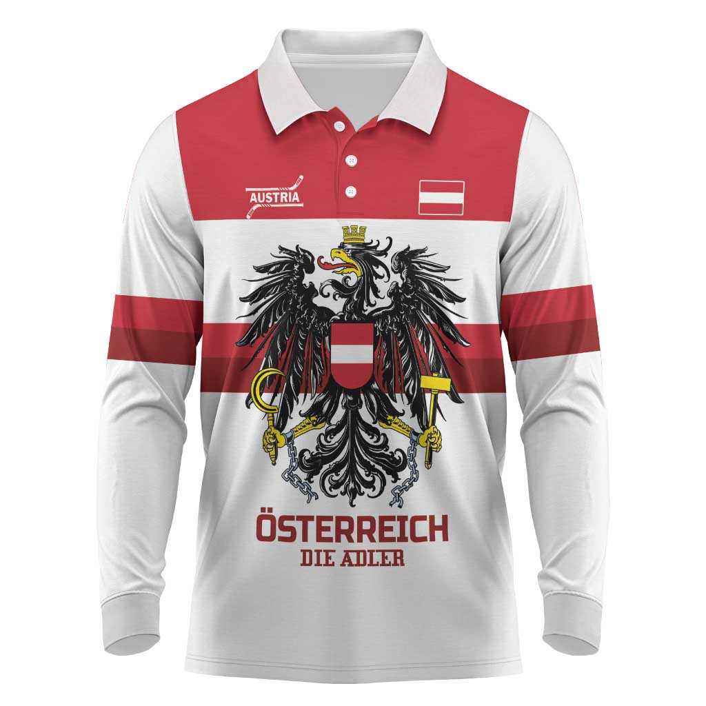 Custom Hockey 2026 Austria Long Sleeve Polo Shirt Osterreich Die Adler
