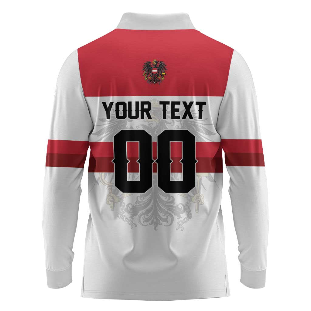 Custom Hockey 2026 Austria Long Sleeve Polo Shirt Osterreich Die Adler