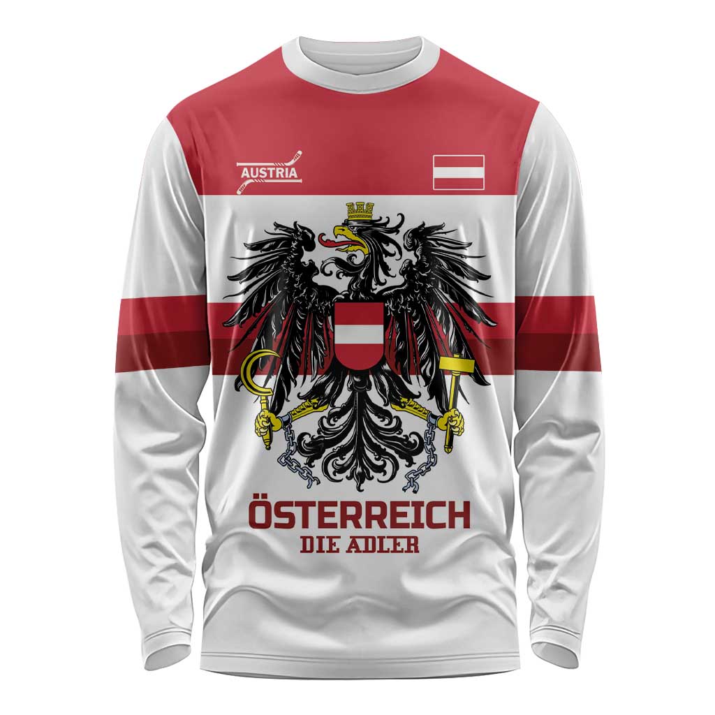 Custom Hockey 2026 Austria Long Sleeve Shirt Osterreich Die Adler