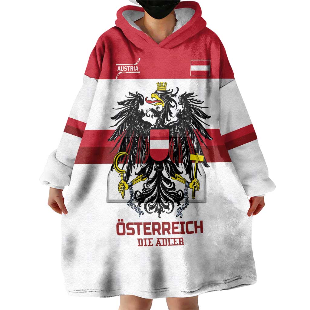Custom Hockey 2026 Austria Wearable Blanket Hoodie Osterreich Die Adler