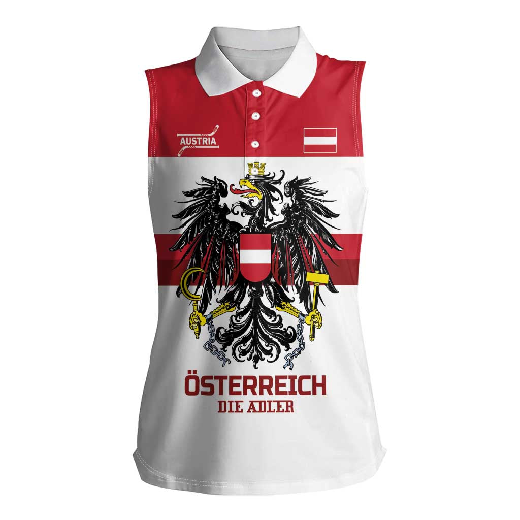 Custom Hockey 2026 Austria Women Sleeveless Polo Shirt Osterreich Die Adler