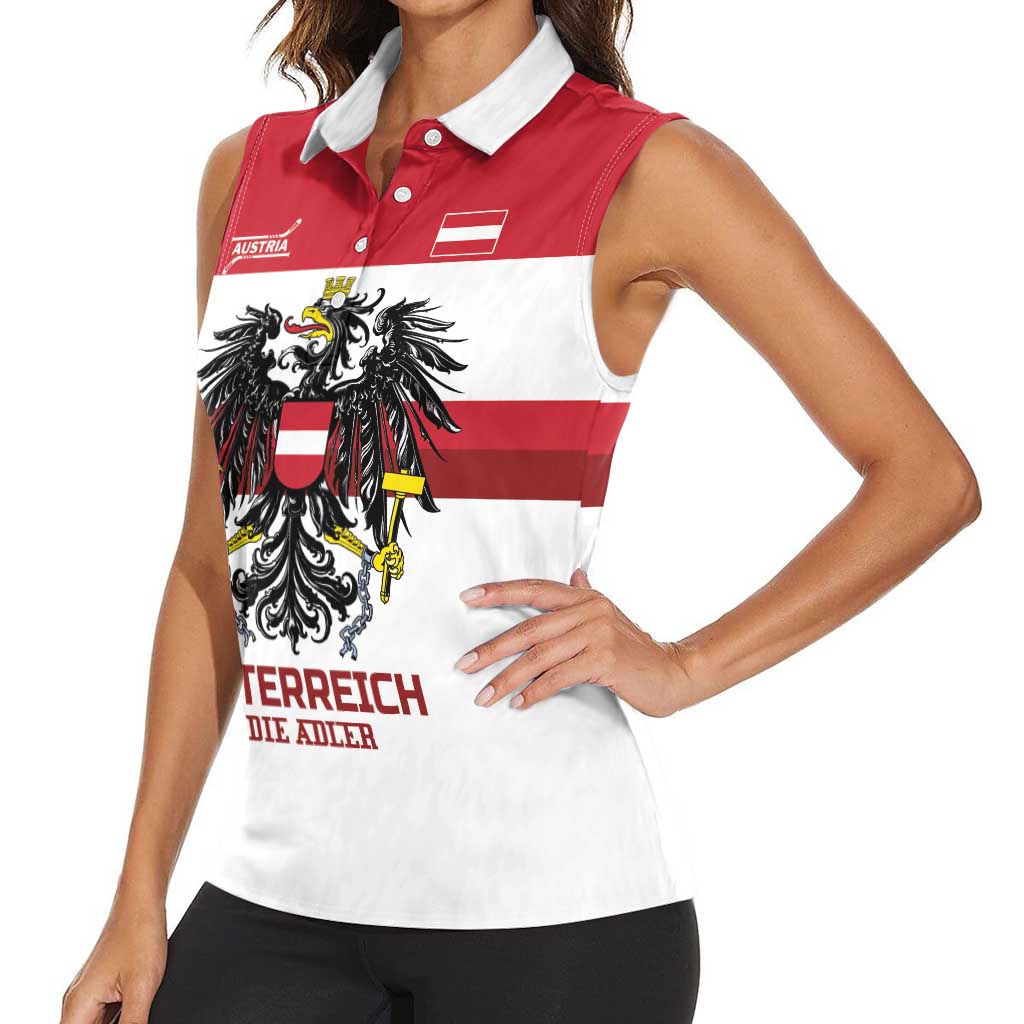 Custom Hockey 2026 Austria Women Sleeveless Polo Shirt Osterreich Die Adler