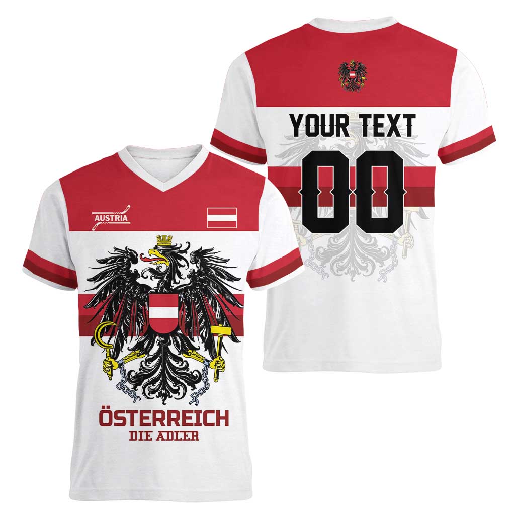Custom Hockey 2026 Austria Women V-Neck T-Shirt Osterreich Die Adler
