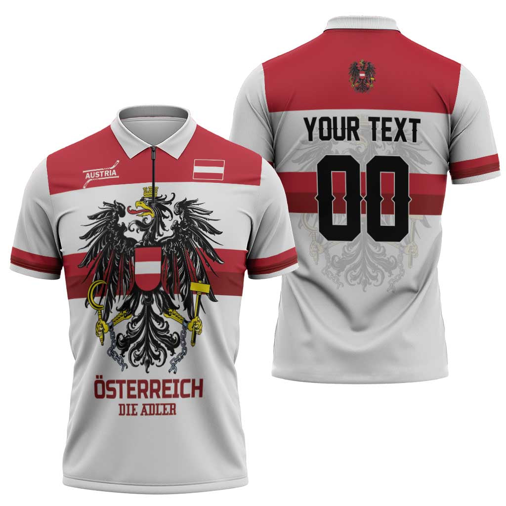 Custom Hockey 2026 Austria Zipper Polo Shirt Osterreich Die Adler