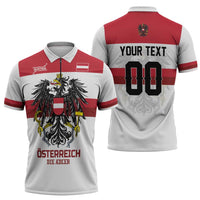 Custom Hockey 2026 Austria Zipper Polo Shirt Osterreich Die Adler