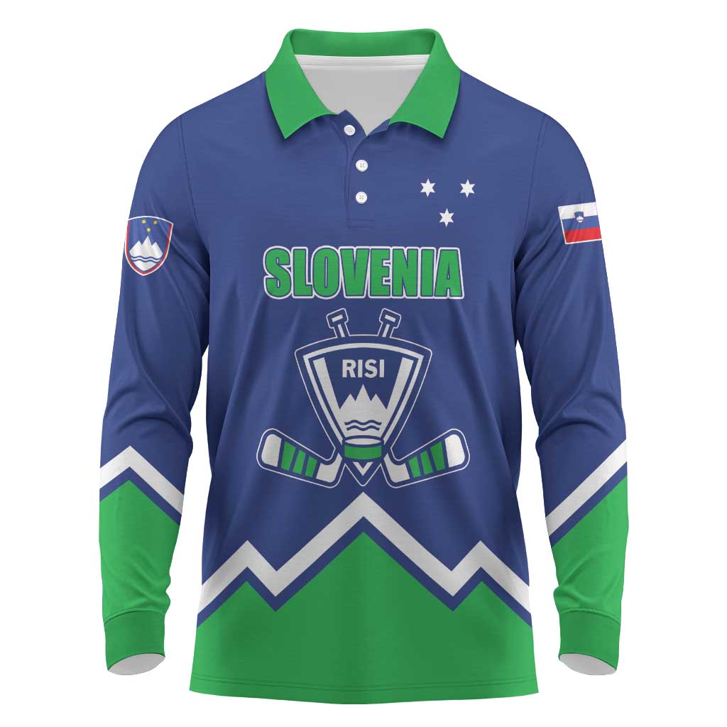 Custom Hockey 2026 Slovenia Long Sleeve Polo Shirt Go Champions Risi