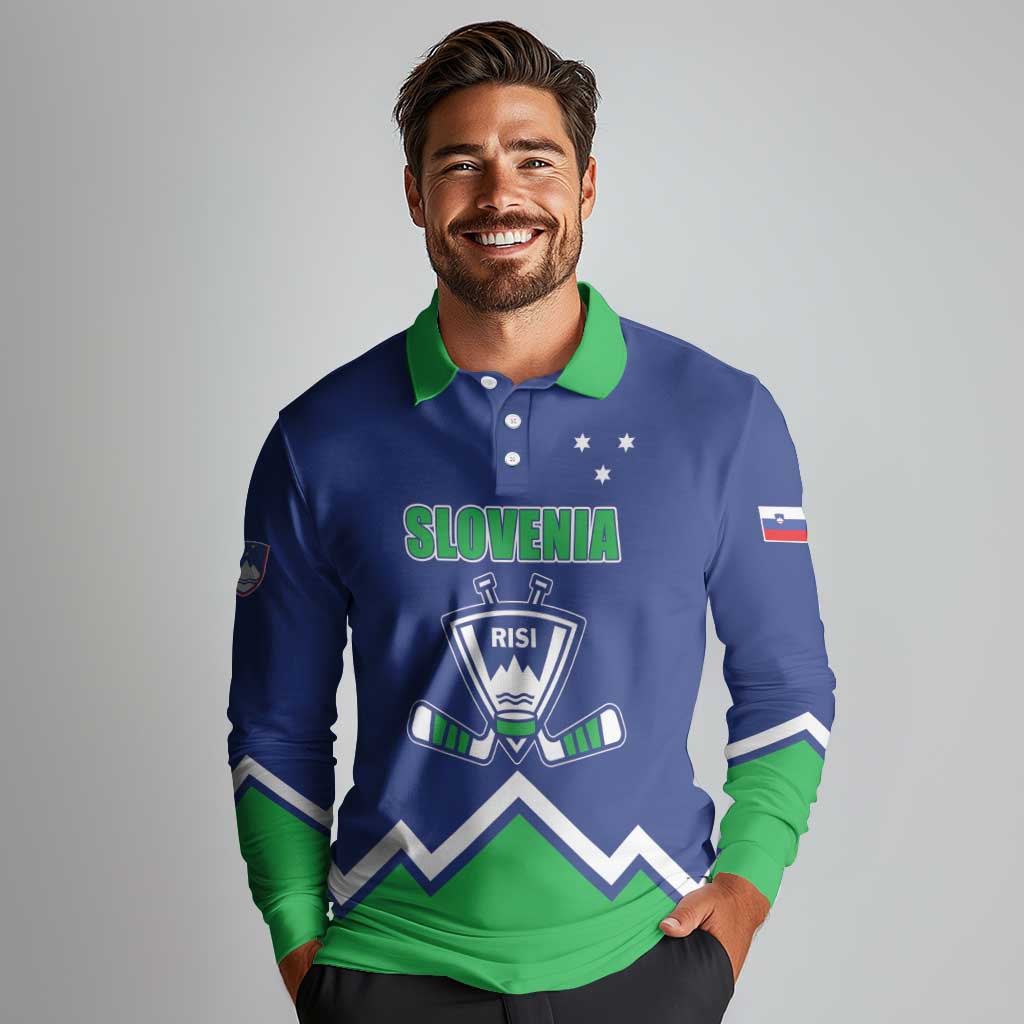 Custom Hockey 2026 Slovenia Long Sleeve Polo Shirt Go Champions Risi