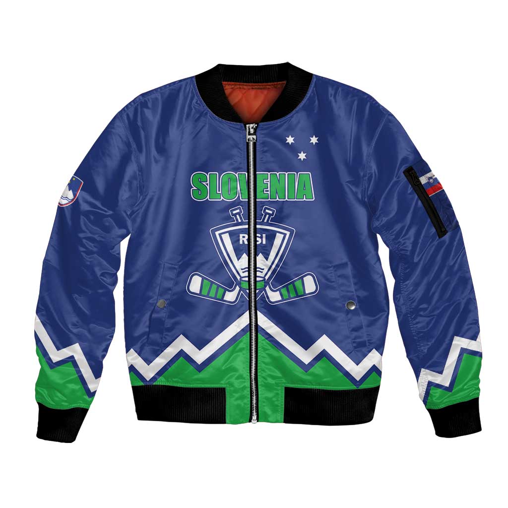 Custom Hockey 2026 Slovenia Sleeve Zip Bomber Jacket Go Champions Risi