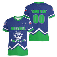 Custom Hockey 2026 Slovenia Women V-Neck T-Shirt Go Champions Risi