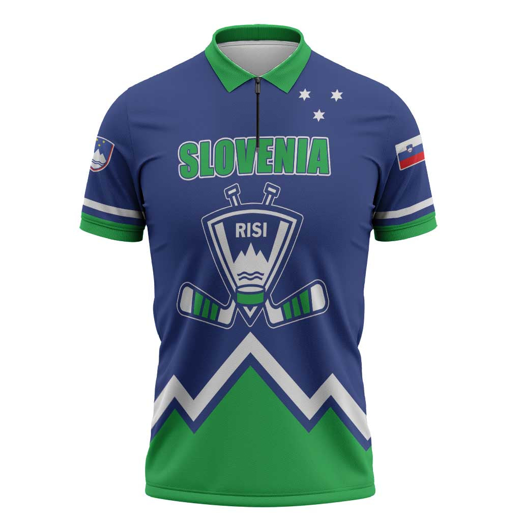 Custom Hockey 2026 Slovenia Zipper Polo Shirt Go Champions Risi