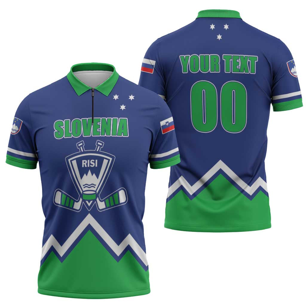 Custom Hockey 2026 Slovenia Zipper Polo Shirt Go Champions Risi