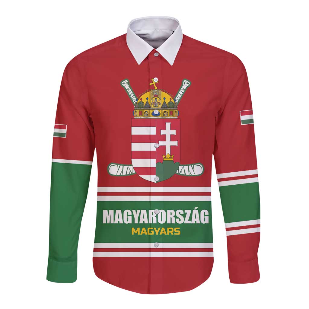Custom Hockey 2026 Hungary Long Sleeve Button Shirt Magyars Go Champions