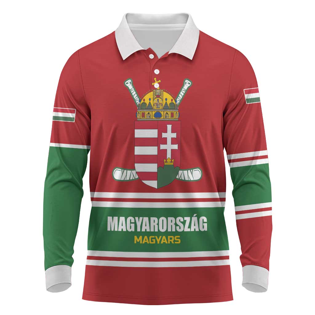 Custom Hockey 2026 Hungary Long Sleeve Polo Shirt Magyars Go Champions